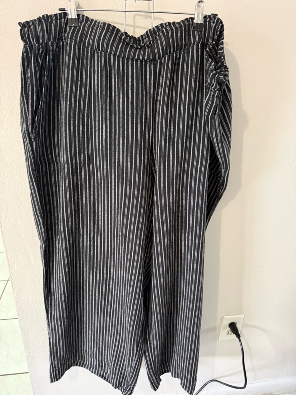Time and Tru Black and White Striped Wide-Leg Pants